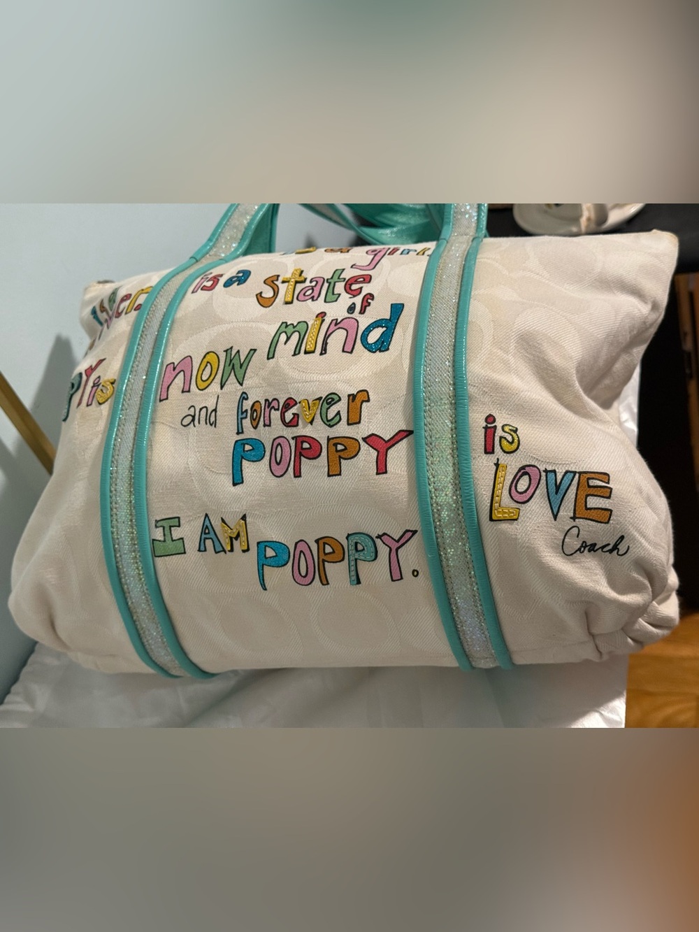 Y2K!!! Coach RARE” Multicolor Poppy Script Tote! 🥳🥳❌❌ - Picture 10 of 16